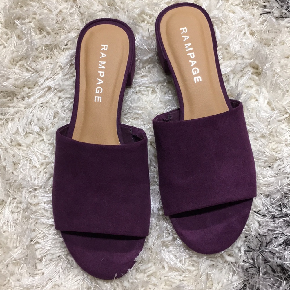 Rampage peep toe purple slides sz 6.5